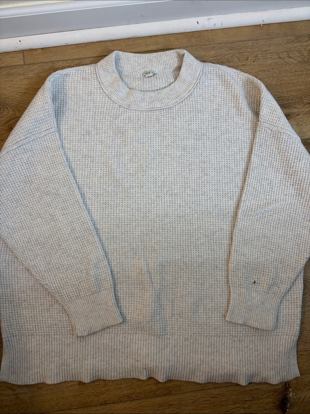aerie Cream Waffle-Knit Pullover Sweatshirt
